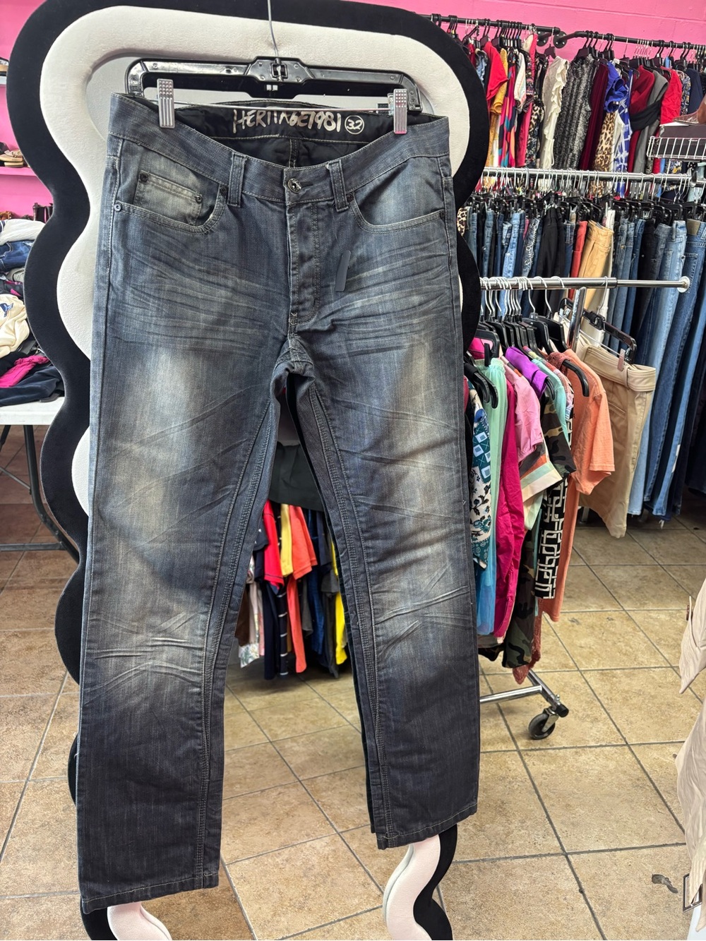Heritage 1981 Men's Faded Black Straight Jeans